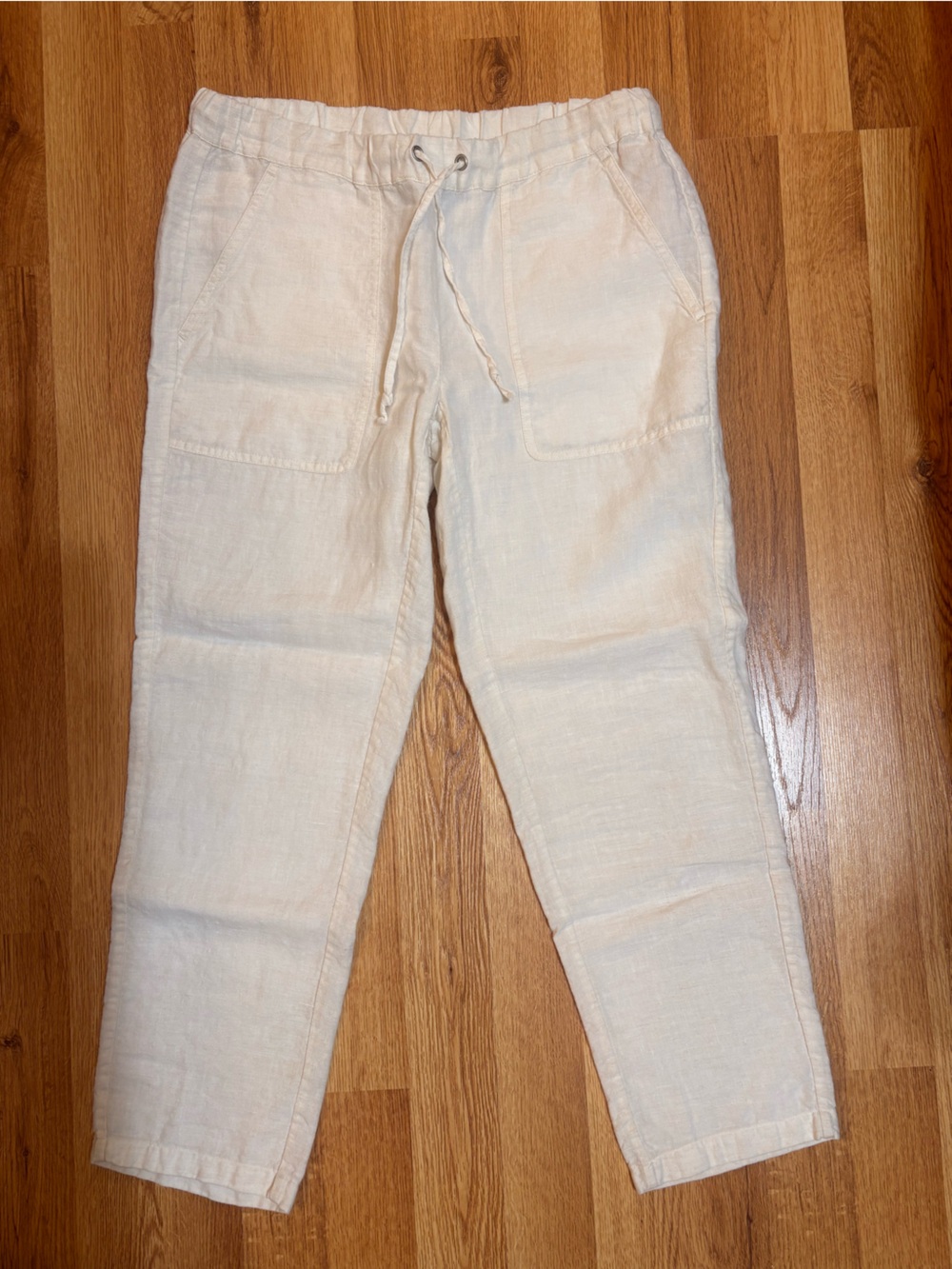 Saks Fifth Avenue Coastal Cream Drawstring Linen Capris XS/TP